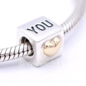 Authentic PANDORA I Love You Charm with 14K Gold